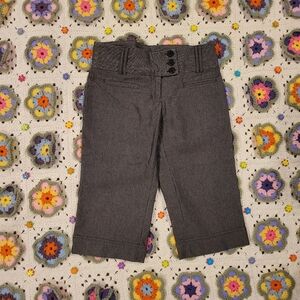 Gray Pinstripe Pants with Button Detail